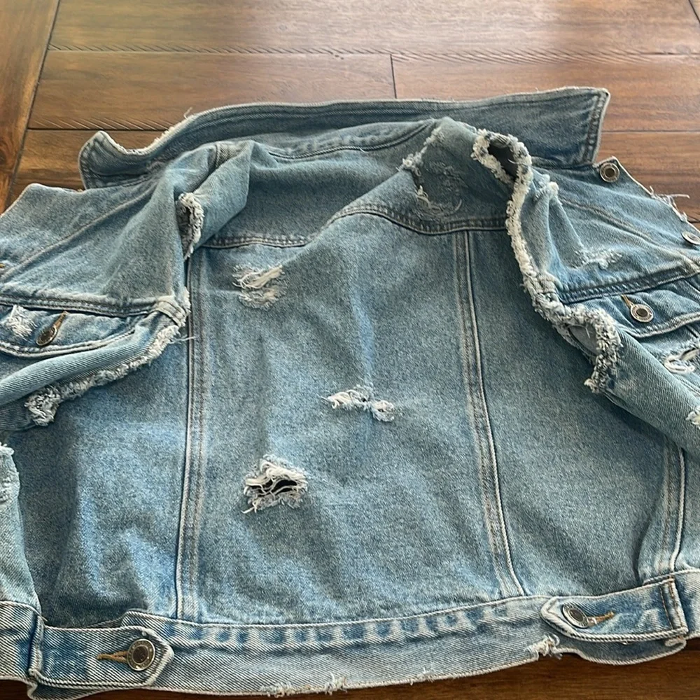 Vintage 90s Y2K Chazzz by Charles Ghailian Distressed blue Denim Vest Sz M - Picture 7 of 16
